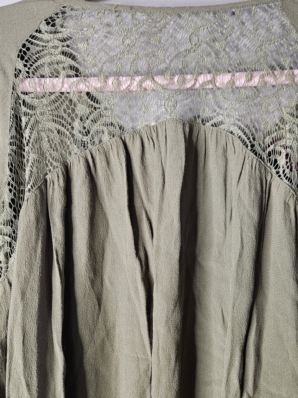 Altar'd State Olive Embroidered Lace-Trim Tunic Top - Picture 4 of 4